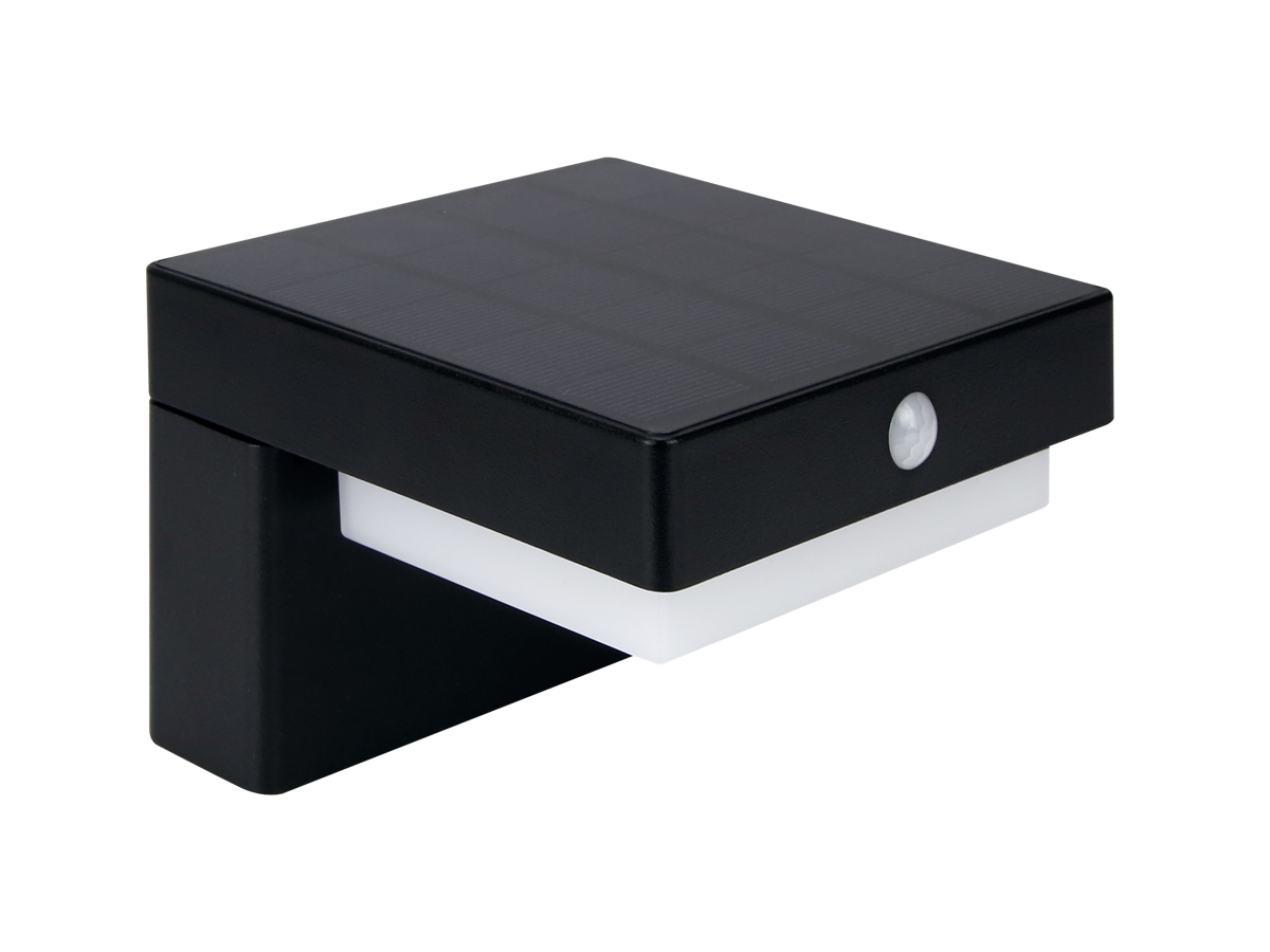 Oprawa Solarna Elewacyjna Suntis 3000K 220lm 2Ah USB-C Kwadrat IP54 Czarna PRIME