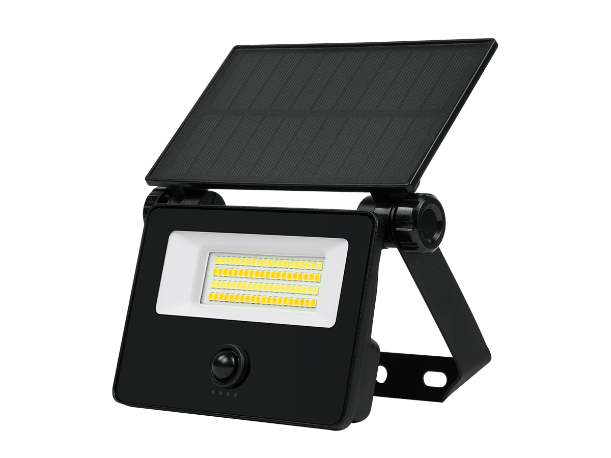 Solární reflektor FLOWLITE 3CCT (3/4/6,5K) 10W 1100lm PIR dálkové ovládání IP65 černá LITE