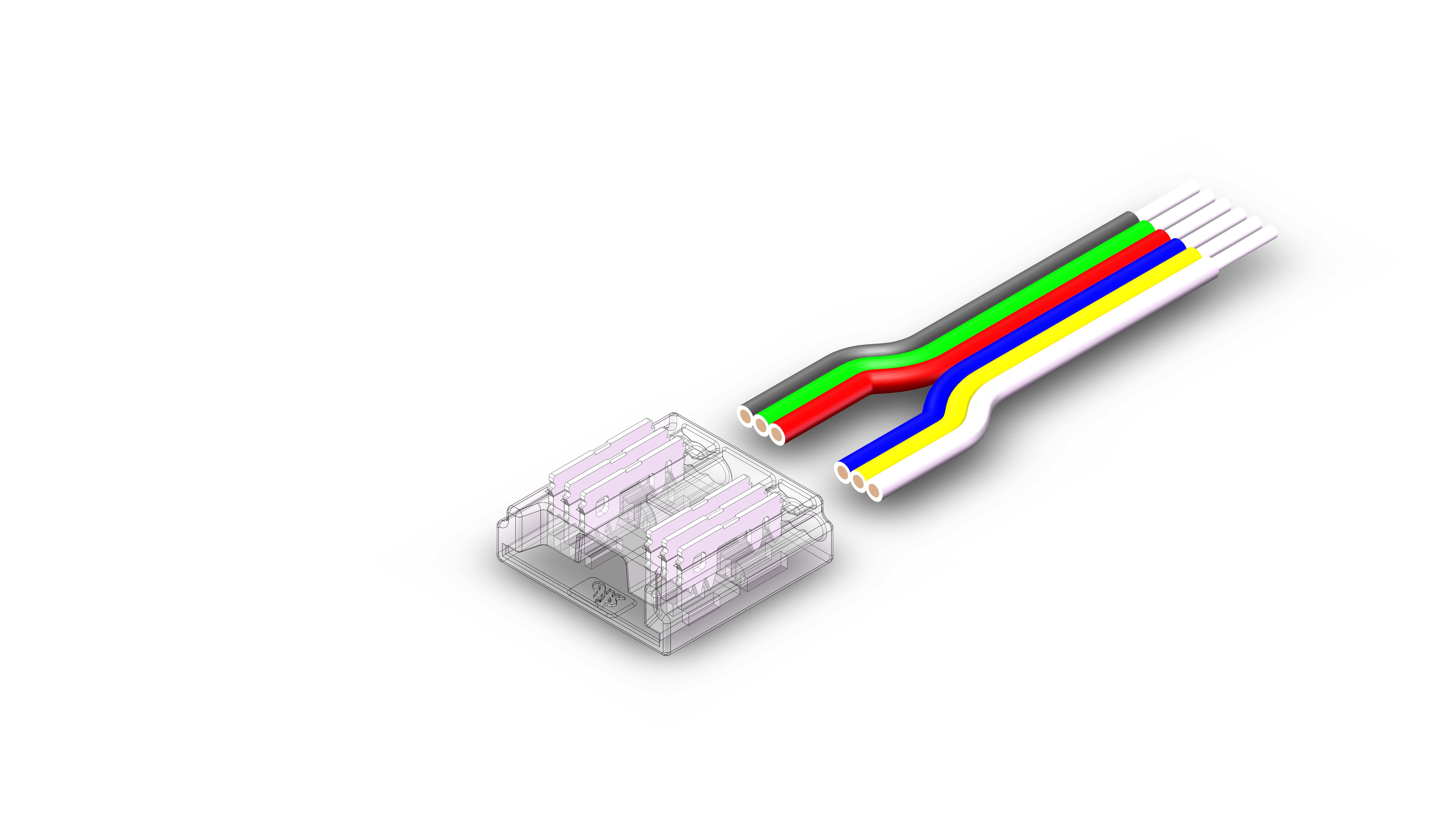 Łącznik do taśm Fast Connector 3gen. COB 6pin 12mm 4A PCB-przewód 15cm PRIME (10 szt.)