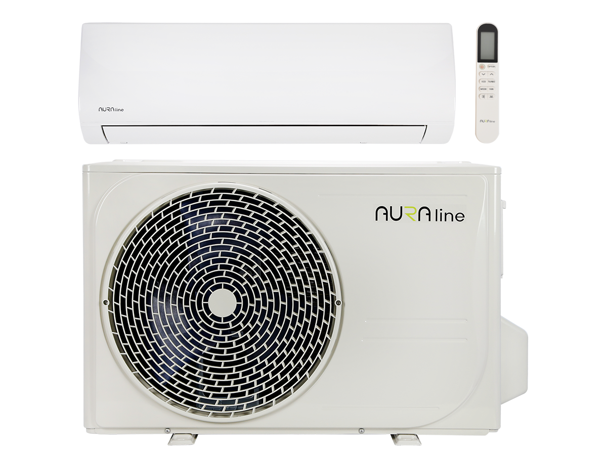AURA line Split Air Conditioner 3.4kW R32 Gloss + Heater + New Remote