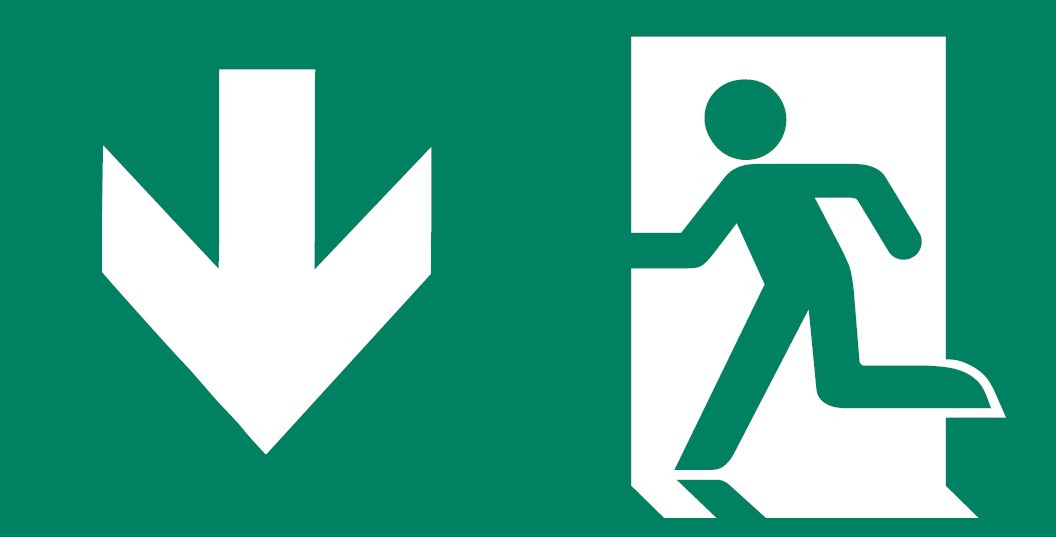 Accessoires de montage CLARENTO – flèche vers le bas L personne P AAE104 pour lampe d’évacuation d’urgence