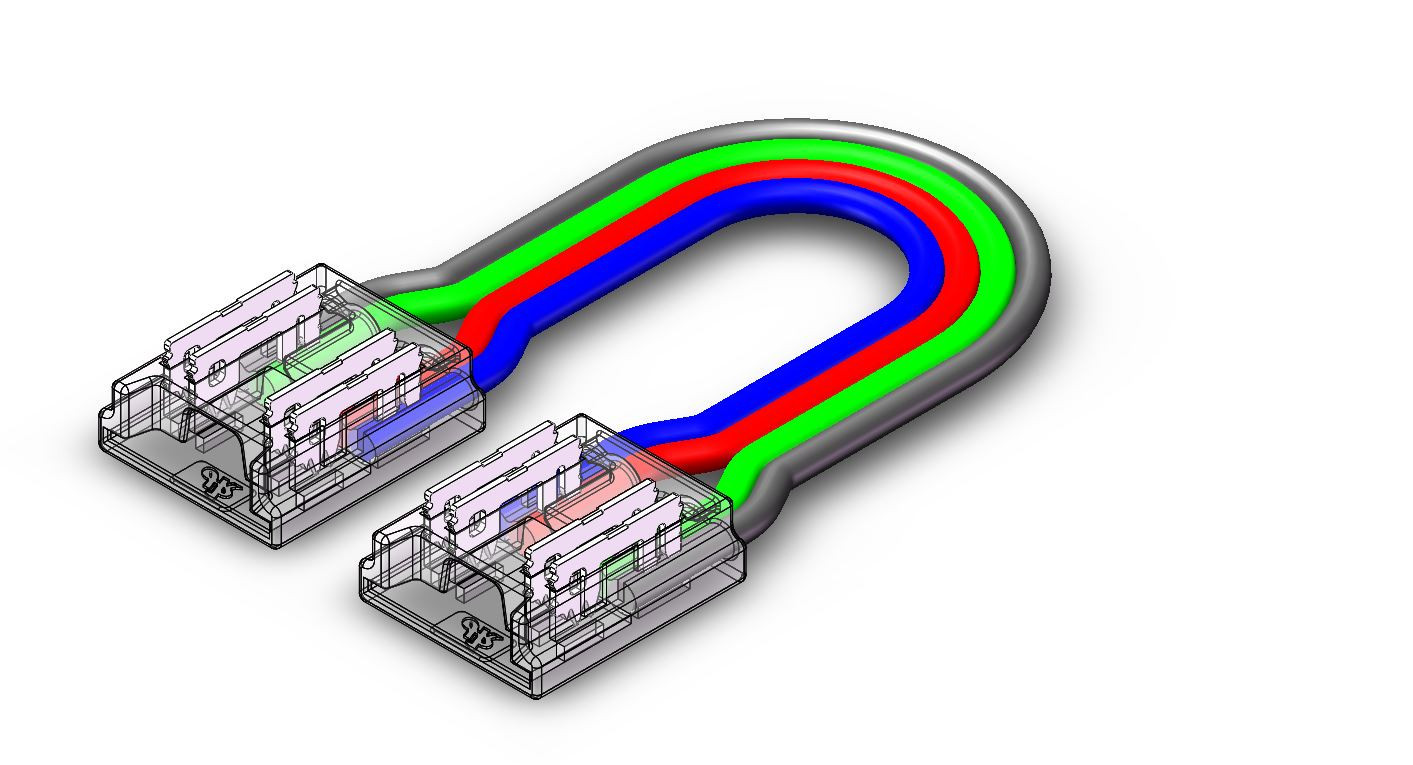 Łącznik do taśm Fast Connector 3gen. COB 4pin 10mm 4A PCB-przewód 15cm-PCB PRIME (10 szt.)